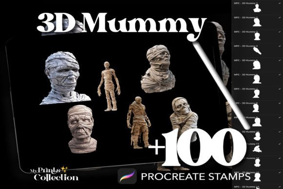 100 Procreate 3D Mummy Stamps