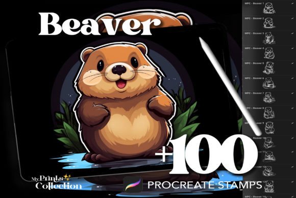 100 Procreate Beaver Stamps: Elevating Digital Art with Wildlife Charm