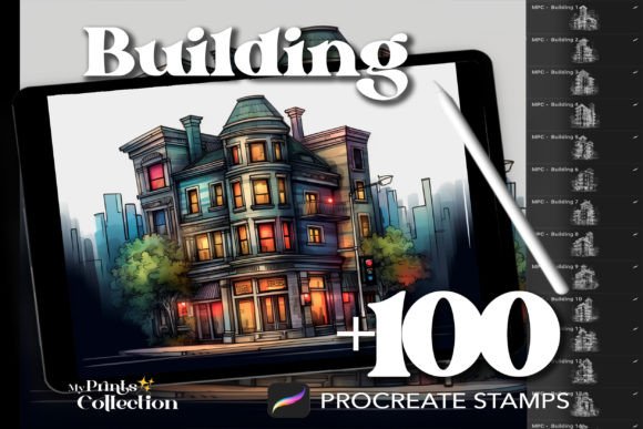 100 Procreate Building Stamps