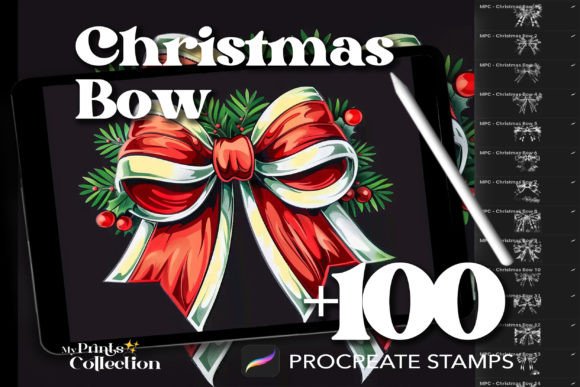 100 Procreate Christmas Bow Stamps