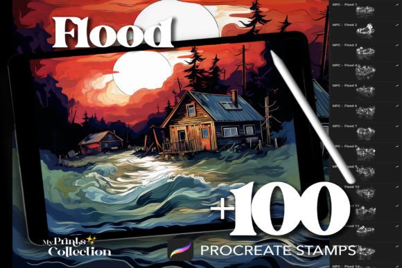 100 Procreate Flood Stamps