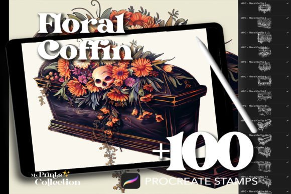100 Procreate Floral Coffin Stamps: A Unique Digital Design Resource