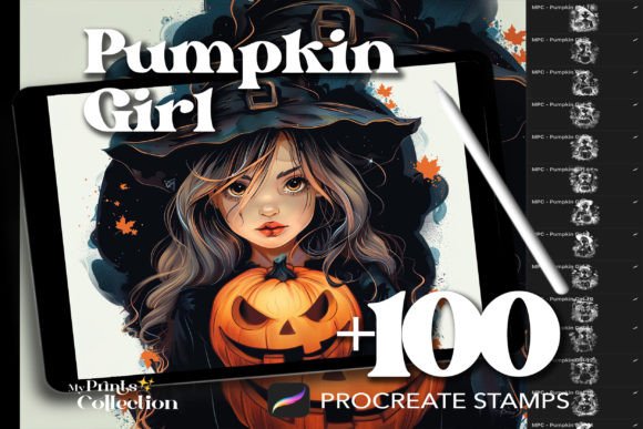 100 Procreate Girl Pumpkin Stamps: Elevating Digital Art with Festive Charm