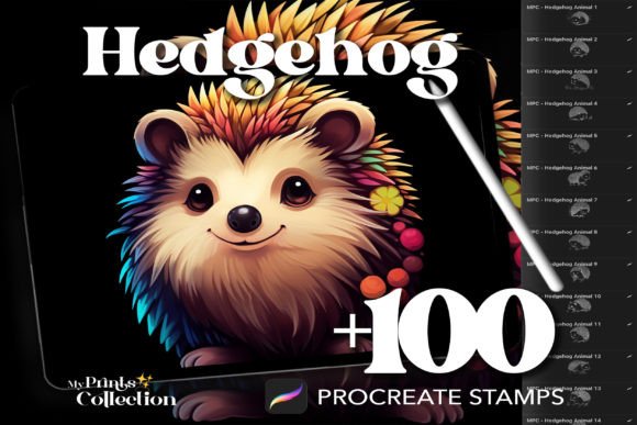 100 Procreate Hedgehog Stamps: Enhancing Digital Art with Adorable, Efficient Design Elements