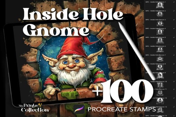 100 Procreate Inside Hole Gnome Stamps: Creative Magic for Digital Artists