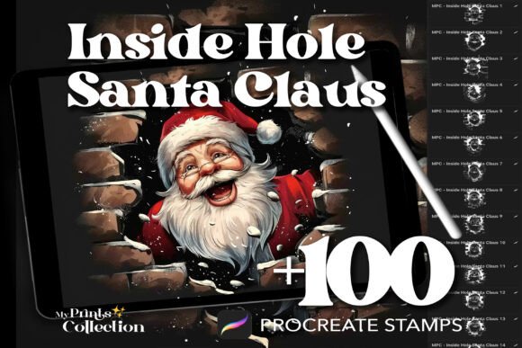 100 Procreate Inside Hole Santa Claus: A Creative Digital Stamp Set for Festive Art Projects