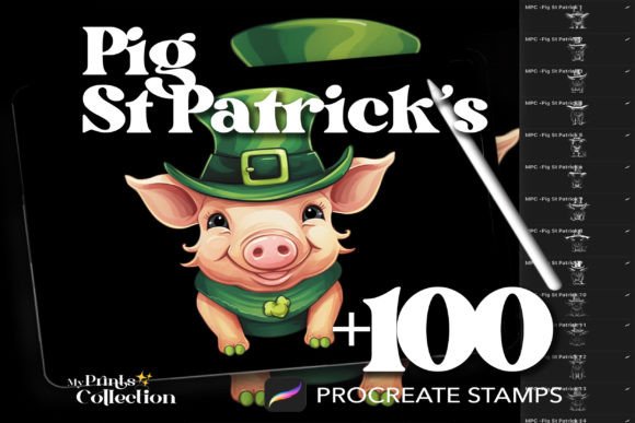 100 Procreate Pig St Patrick Stamps