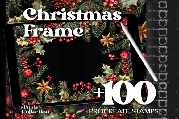 100 Procreate Snowflake Frame Stamps