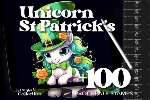 100 Procreate Unicorn St. Patrick Stamps: A Unique Blend of Whimsy and Tradition