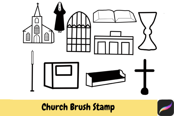 Church Brush Stamps for Procreate iPad: Creative Tools for Faith-Based Design