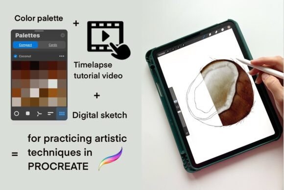 Coconut-Sketch, Color Palette, Tutorial: Simplify Your Procreate Illustration Workflow