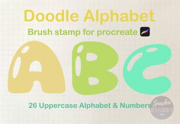 Doodle Alphabet Procreate Brush Stamps: Creative Design Made Easy for Mugs, T-Shirts, and More