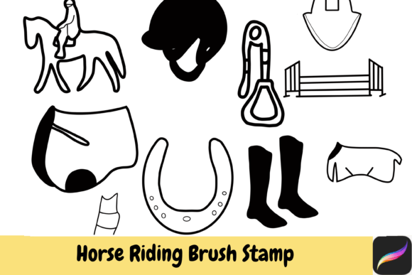 Horse Riding Brush Stamps for Procreate iPad