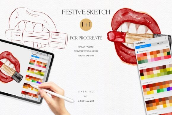 Lipstick Lips Sketch Color Palette for Creative Art Practice