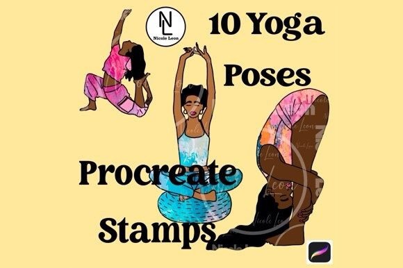 Procreate Yoga Poses Stamps for Creative Digital Art